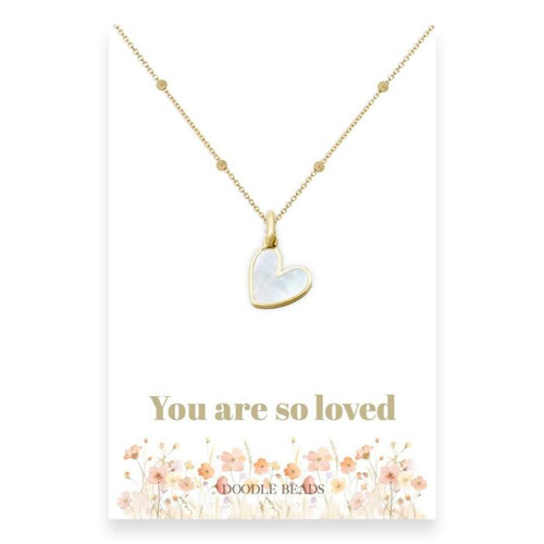 You Are So Loved Mother Of Pearl Heart Necklace (Gold)