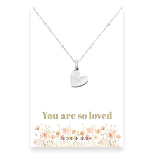 You Are So Loved Mother Of Pearl Heart Necklace (Silver)