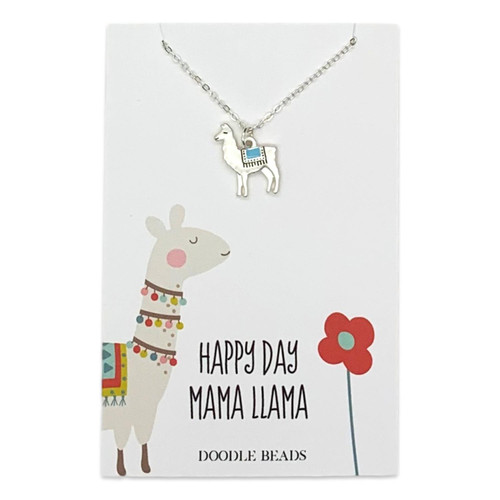 Llama Necklace, Happy Day Mama Llama (Silver)