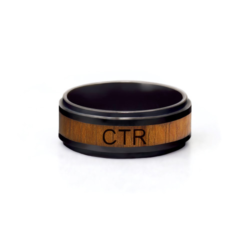 Frontier CTR Ring (Ceramic With Wood Inlay) While supplies last*