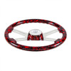 18" 4 Spoke Skull Steering Wheel With Matching Skull Horn Bezel - Red