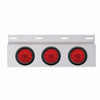 Stainless Top Mud Flap Plate With Three 10 LED 4" Lights & Grommets - Red LED/Red Lens
