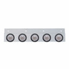 Stainless Top Mud Flap Plate With Five 9 LED 2" Beehive Lights & Grommets - Red LED/Clear Lens