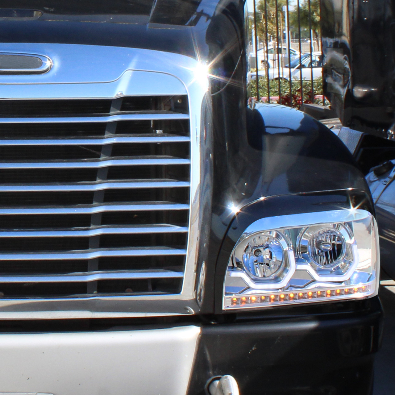 Chrome Projection Headlight With LED Turn Signal & Light Bar For Freightliner Century -Passenger