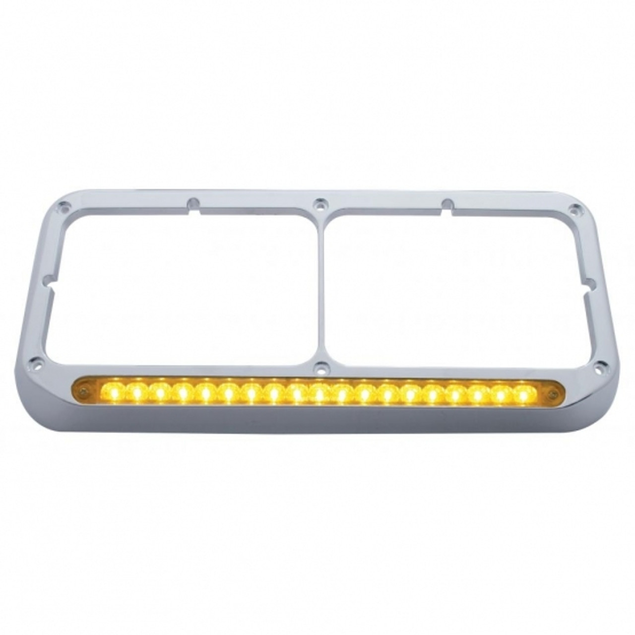 19 LED Rectangular Dual Headlight Bezel - Amber LED/Amber Lens