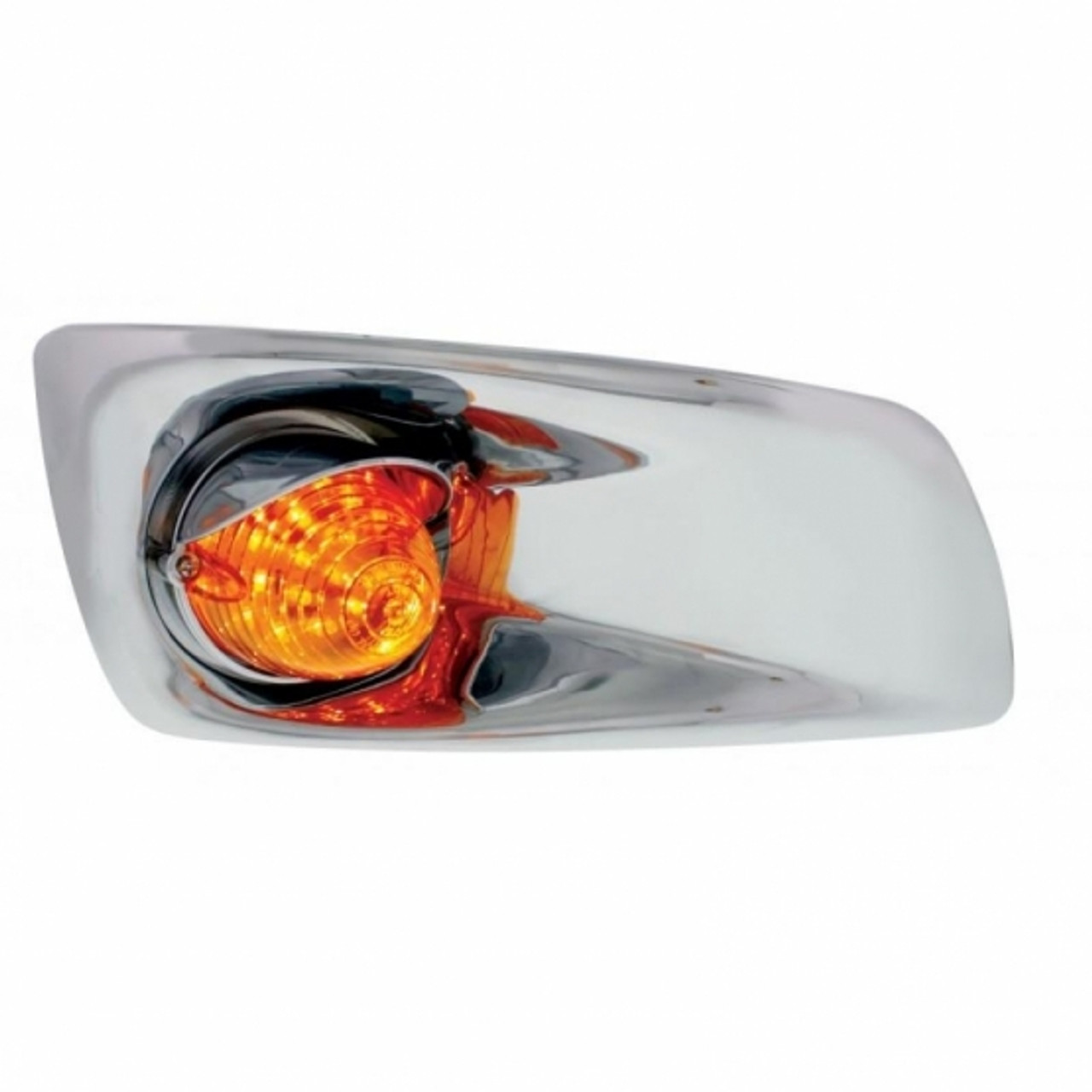 Bumper Light Bezel With 19 Amber LED Beehive Light & Visor For 2007-17 KW T660-Passenger -Amber Lens