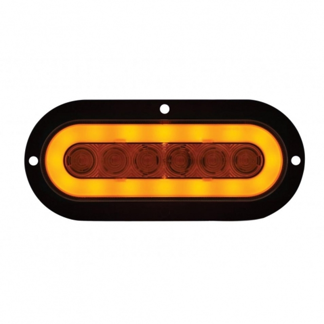 22 LED 6" Oval Flange Mount GloLight (Turn Signal) - Amber LED/Amber Lens