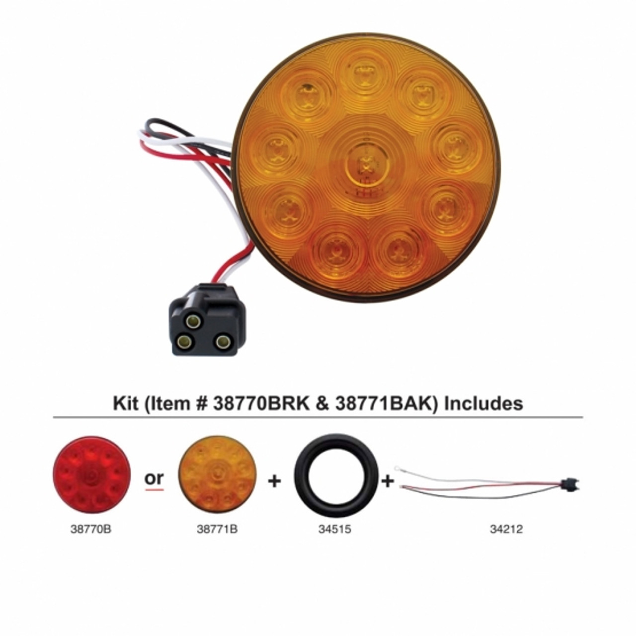 10 LED 4" Turn Signal Light Kit - Amber LED/Amber Lens