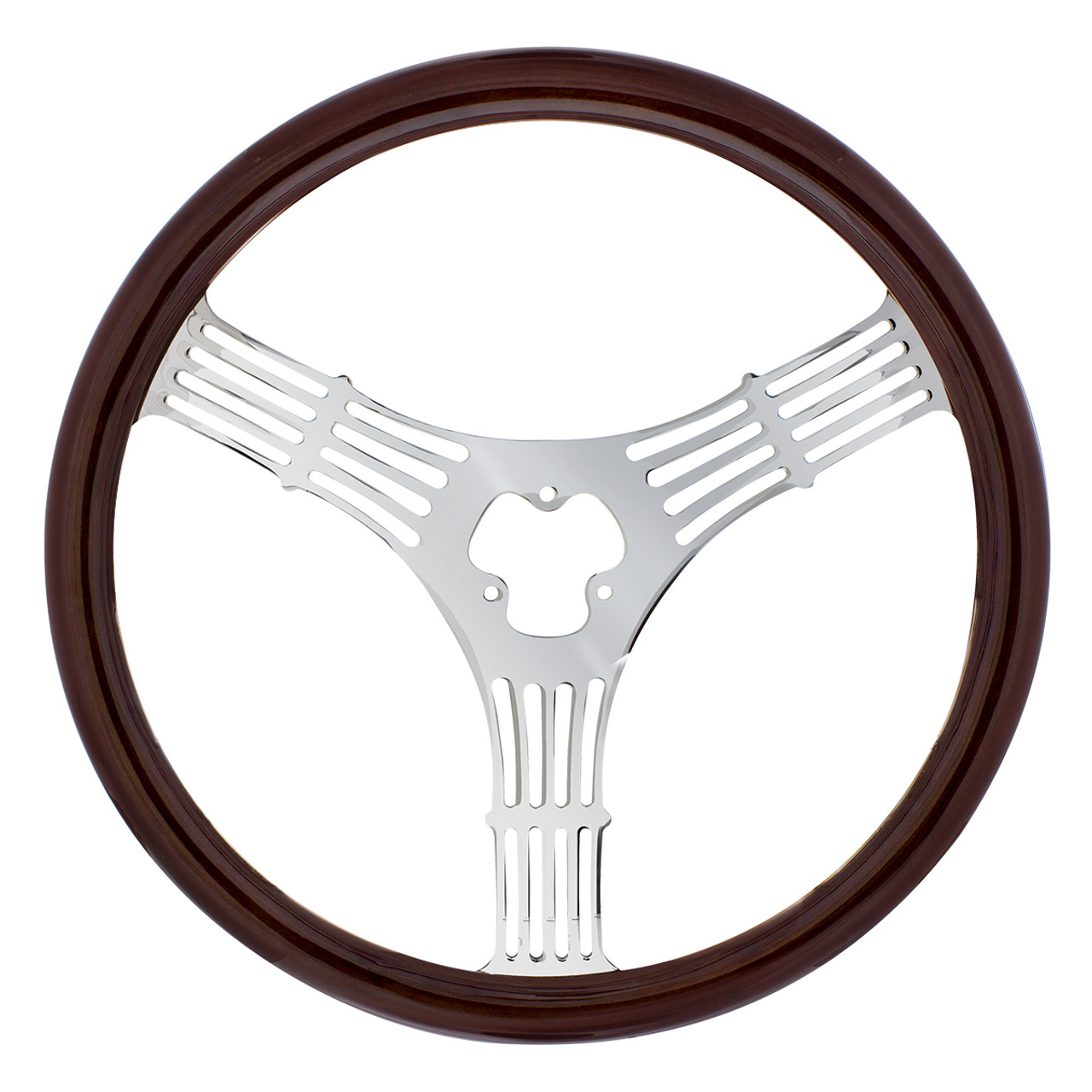 18" 3-Spoke Stamped Steel Steering Wheel With Wood Grip - Banjo