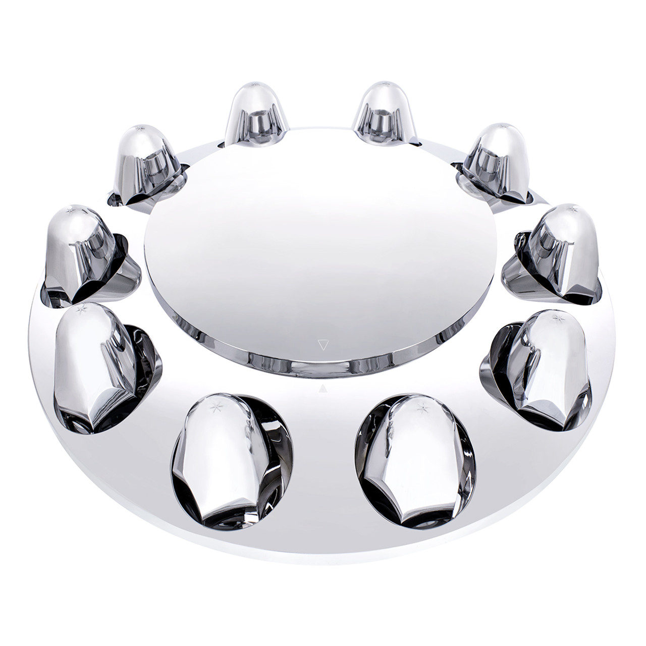 Chrome Front Axle Cover With Dome Cap & 1-1/2" Nut Covers - Push-On