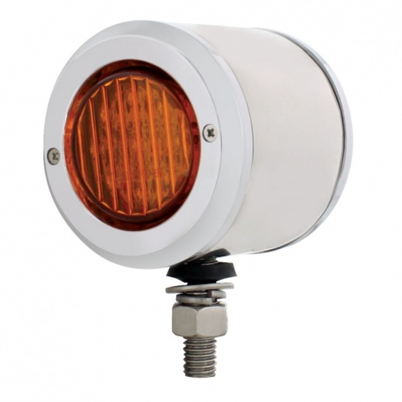 Stainless 2" Double Face Light With 9 LED 2" Lights & Bezels - Amber & Red LED/Amber & Red Lens