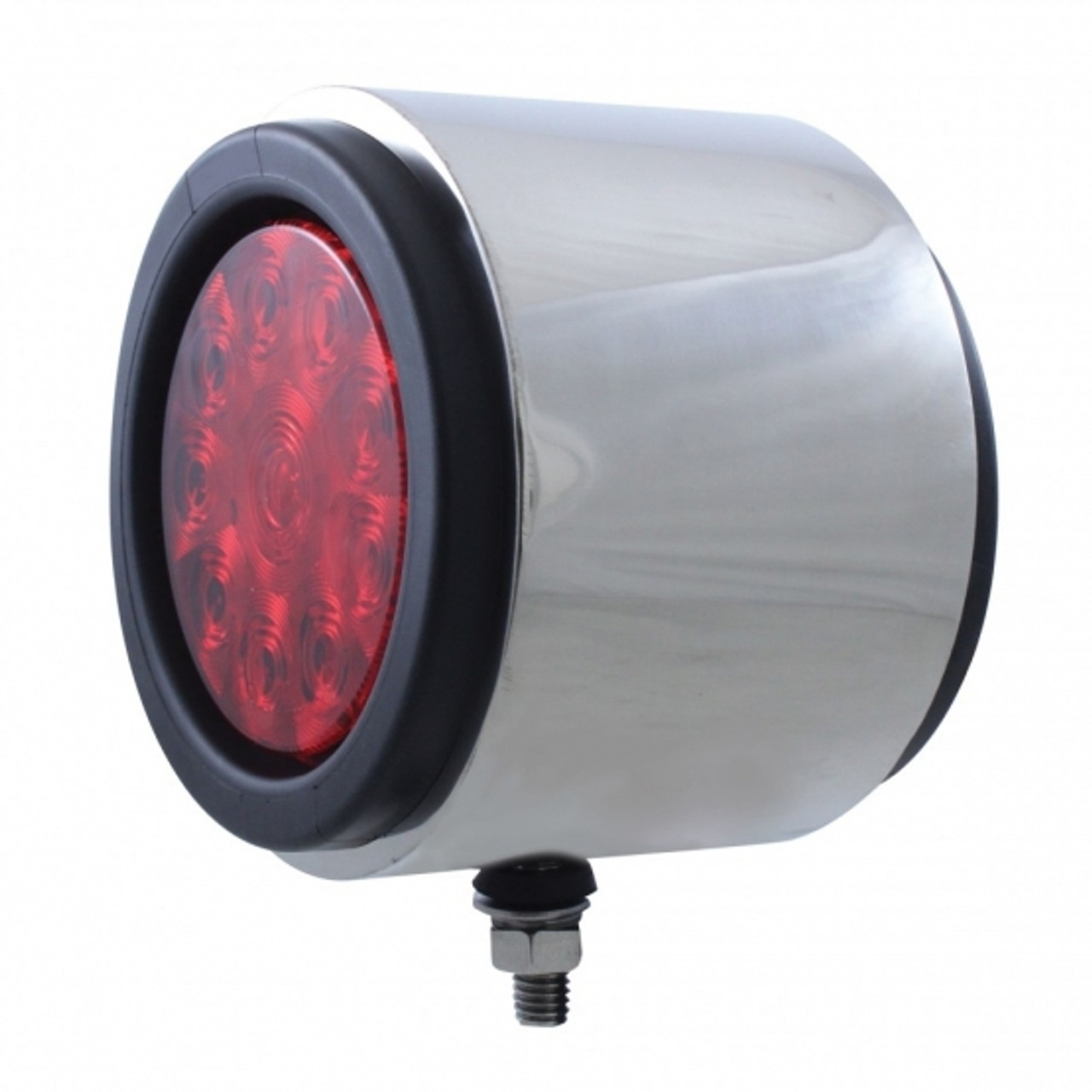 Stainless 4" Double Face Light With 10 LED 4" Lights & Grommets - Amber & Red LED/Amber & Red Lens