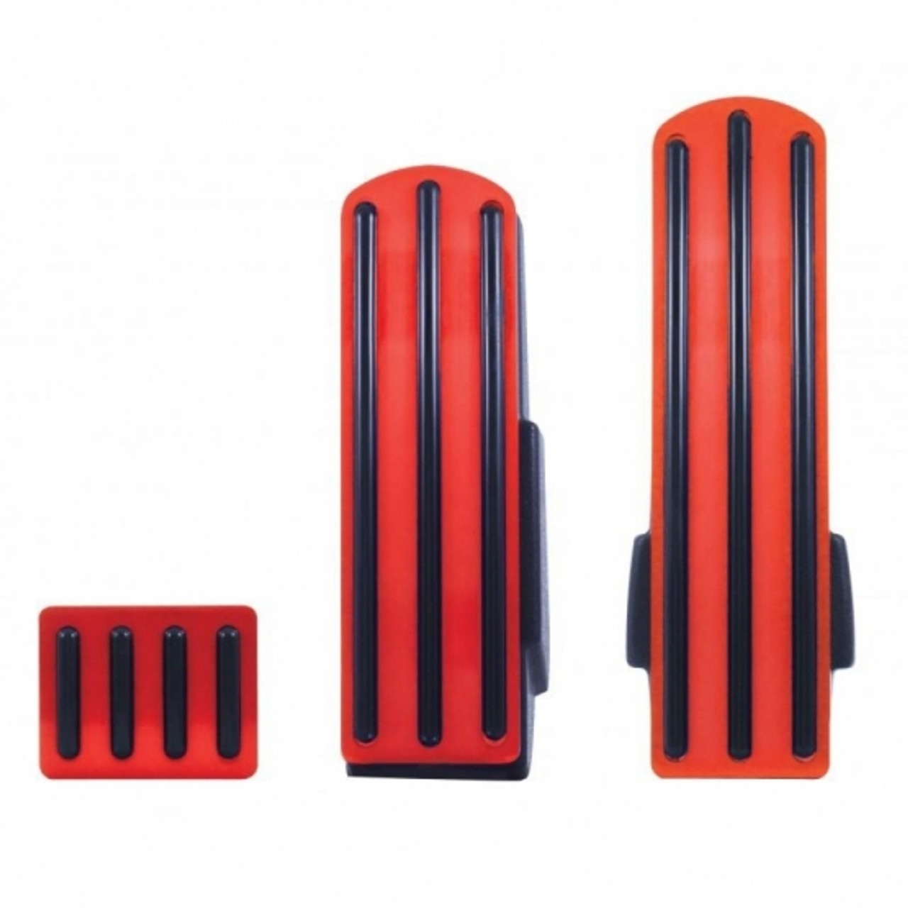 Red Anodized Pedal Set With Black Insert For Kenworth W900L (1990-2005), T800 (1986-2005), & T600 (1986-1993)