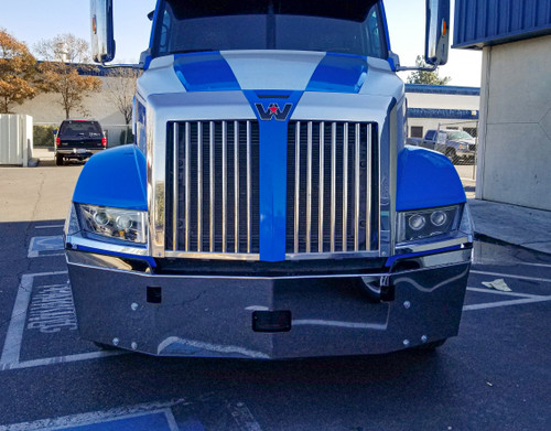 Western Star 5700XE Bumper Chrome Aftermarket Replacement Front View