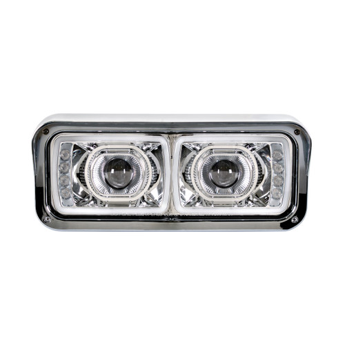 High Power LED "Chrome" Projection Headlight With LED Turn Signal & Position Light Bar -Driver