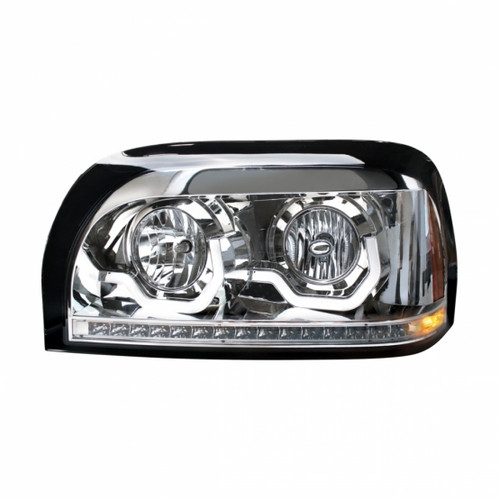 Chrome Projection Headlight With LED Turn Signal & Light Bar For Freightliner Century -Driver