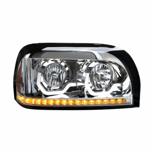 Chrome Projection Headlight With LED Turn Signal & Light Bar For Freightliner Century -Passenger