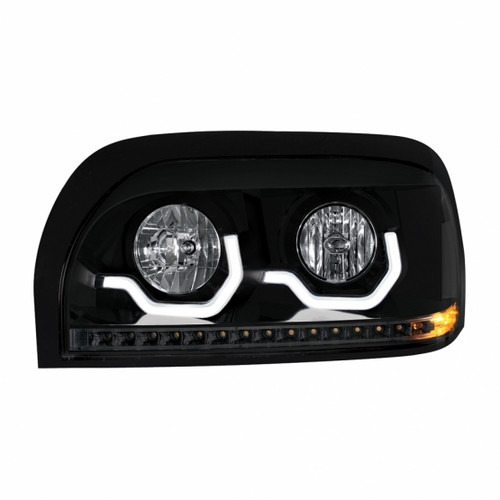 "Blackout" Projection Headlight With LED Turn Signal & Light Bar For Freightliner Century -Driver