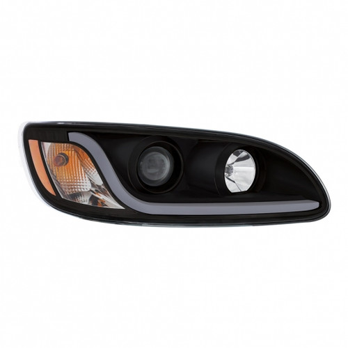 "Blackout" Projection Headlight With LED Dual Function Light Bar For 2005-2015 Peterbilt 386-Passenger