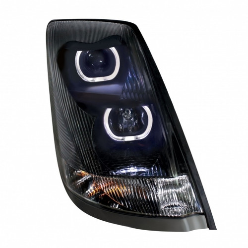 "Blackout" Projection Headlight With White LED Light Bar For 2003-2017 Volvo VN/VNL -Passenger