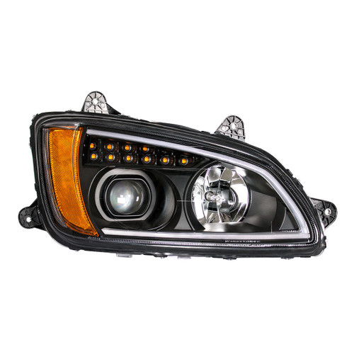 "Blackout" Projection Headlight With LED Turn Signal & Position Light For 2008-2017 Kenworth T660 -Passenger