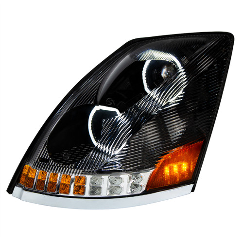 Black 10 LED Headlight for 2003-2017 Volvo VN/VNL -Driver Side