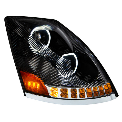 Black 10 LED Headlight for 2003-2017 Volvo VN/VNL -Passenger Side