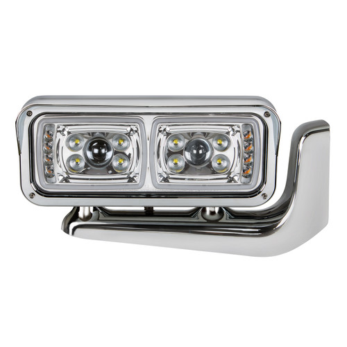 10 High Power LED "Chrome" Projection Headlight Assembly With Mounting Arm -Passenger Side