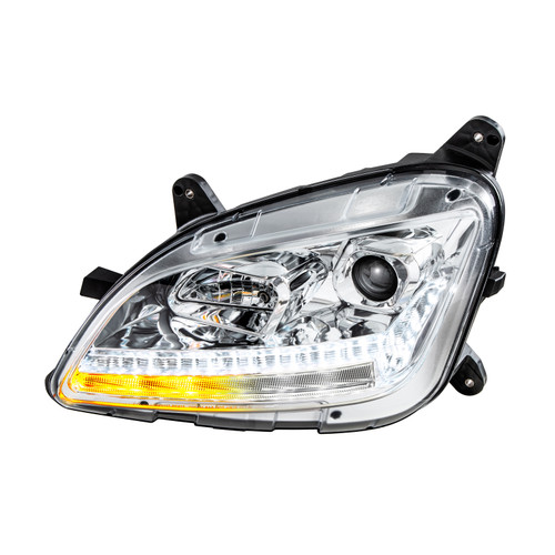 Chrome Projection Headlight With LED Sequential Turn and DRL For 2012-2021 Peterbilt 579-Driver