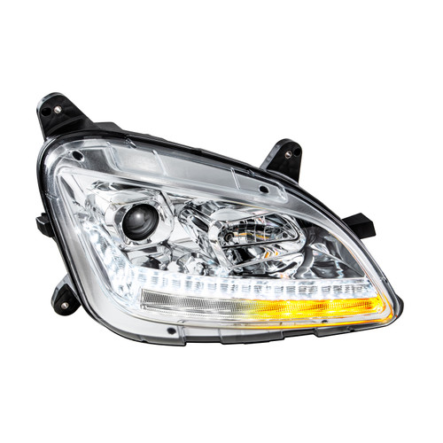 Chrome Projection Headlight With LED Sequential Turn and DRL For 2012-2021 Peterbilt 579-Passenger