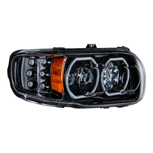 High Power 10 LED Blackout Headlight With 6 LED Turn & 100 LED Halo For 2008-2021 Peterbilt 389-Passenger