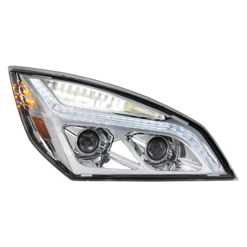 Chrome LED Projection Headlight With LED Position Light For 2018-2021 Freightliner Cascadia -Passenger