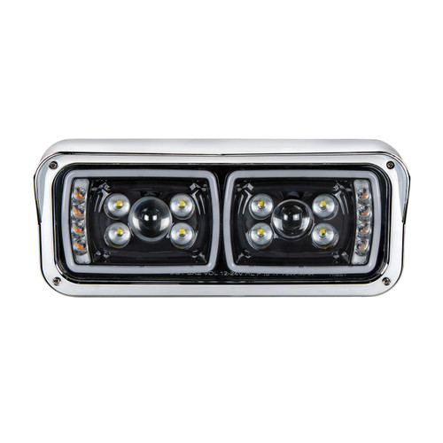 10 High Power LED "Blackout" Projection Headlight With LED Turn Signal & Position Light Bar -Driver