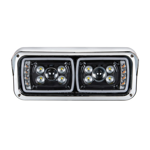 10 High Power LED "Blackout" Projection Headlight With LED Turn Signal & Position Light Bar -Passenger