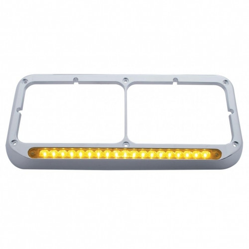 19 LED Rectangular Dual Headlight Bezel - Amber LED/Amber Lens