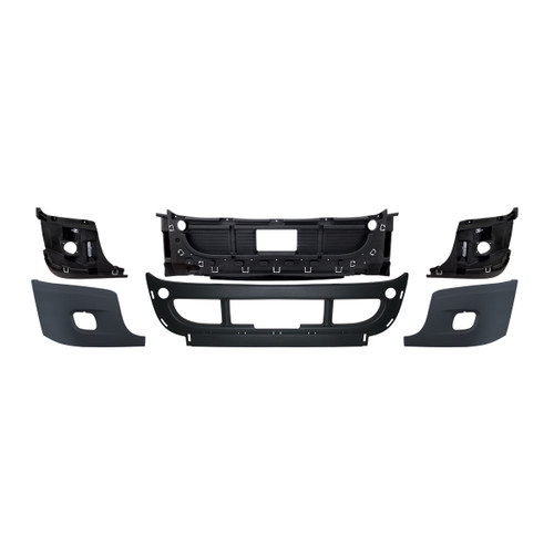 Complete 3-Piece Front Bumper Set With Fog Light Hole For 2008-2017 Freightliner Cascadia