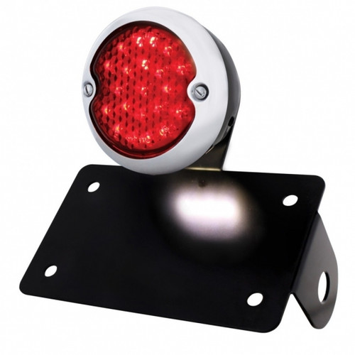 SS & Black Housing 1933 Ford Style LED Tail Light Assembly With Horizontal Mounting Bracket