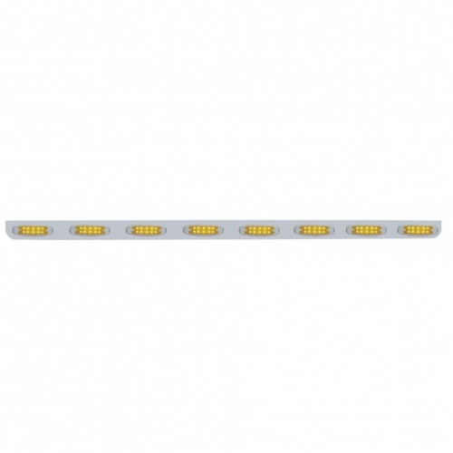 79-1/2" Stainless Bumper Light Bracket With Eight 10 LED Reflector Lights - Amber LED/Amber Lens