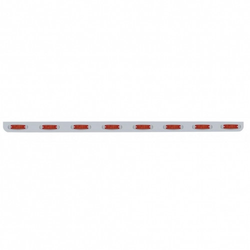 79-1/2" Stainless Bumper Light Bracket With Eight 10 LED Reflector Lights - Red LED/Red Lens