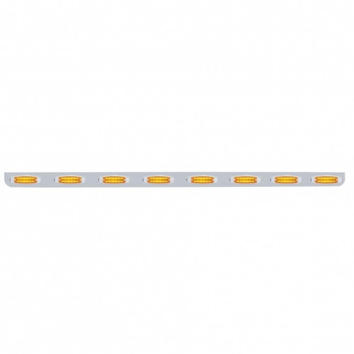 79-1/2" Stainless Bumper Light Bracket With Eight 12 LED Rectangular Lights - Amber LED/Amber Lens