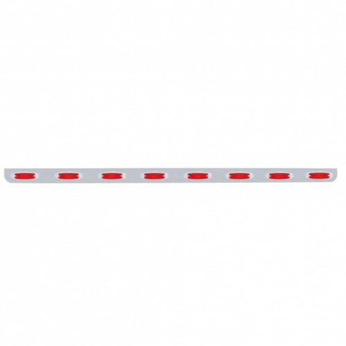 79-1/2" Stainless Bumper Light Bracket With Eight 12 LED Rectangular Lights - Red LED/Red Lens