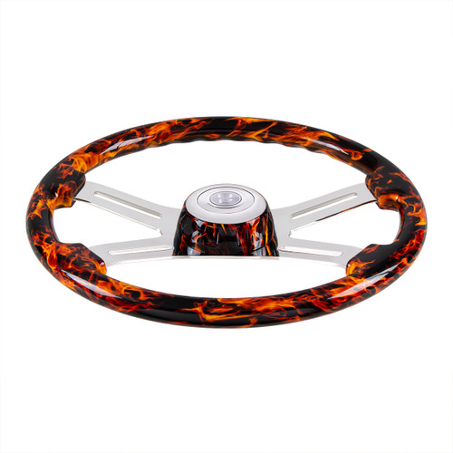 18" Flame Steering Wheel With Matching Flame Bezel