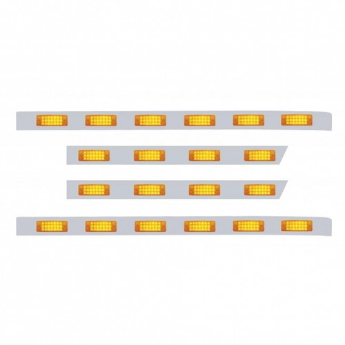 63" Stainless Sleeper Panel With Twenty 21 LED Rectangular For Peterbilt- Amber LED/Amber Lens