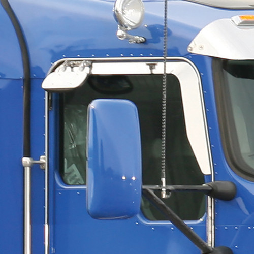SS Door Window Shade For All KW Trucks With Daylight Doors & Passenger Side Single Convex Mirror