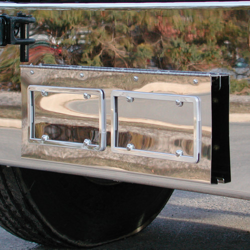 Stainless Dual License Plate/Swing Plate For Kenworth W900 With Texas Style Bum