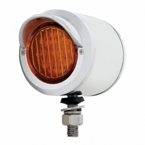 Stainless 2" Double Face Light With 9 LED 2" Lights & Visors - Amber & Red LED/Amber & Red Lens