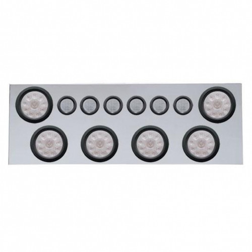 SS Rear Center Panel With 6X 10 LED 4" Lights & 6X 9 LED 2" Lights -Red LED/Clear Lens