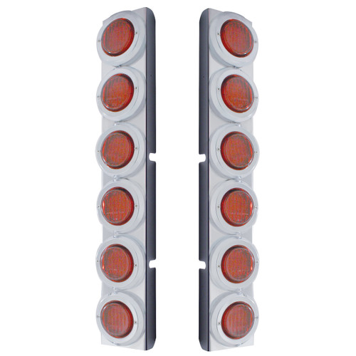 Rear Air Cleaner Bracket With 12 Flat LED Lights & Bezel For Peterbilt- Red LED/Red Lens