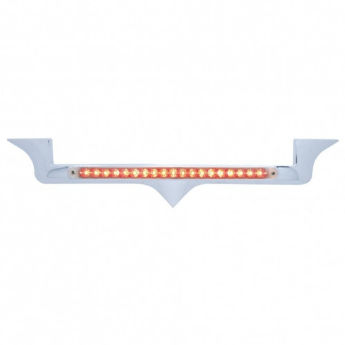 Kenworth Chrome Hood Emblem With 19 LED Reflector Light Bar - Red LED/Clear Lens