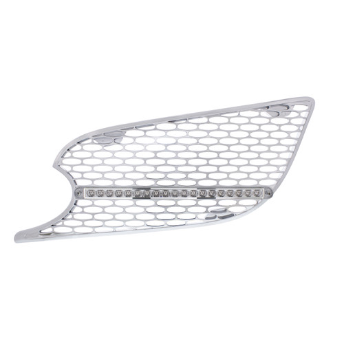 Peterbilt 579 (2012-2021) Chrome Air Intake Grille W/ Reflector LED Light (Driver) - Amber LED/Clear Lens